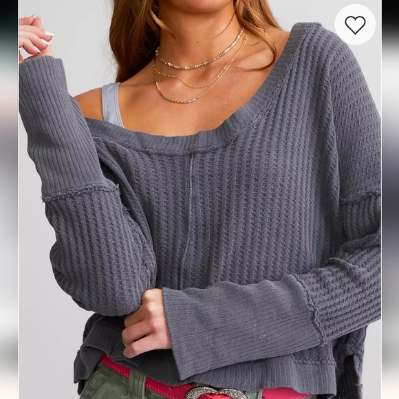 We The Free Tops - We The Free New Magic Thermal Grey Size Small Slouchy Wrist Cuffs Cropped Style